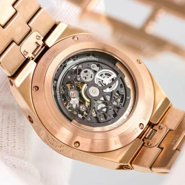 Overseas Perpetual calendar ultra thin skeleton 4300V/220R-B547 41.5mm Pink Gold Replica Watch